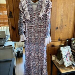 Vero Moda Long Sleeve Floral Dress - Pink and Blue